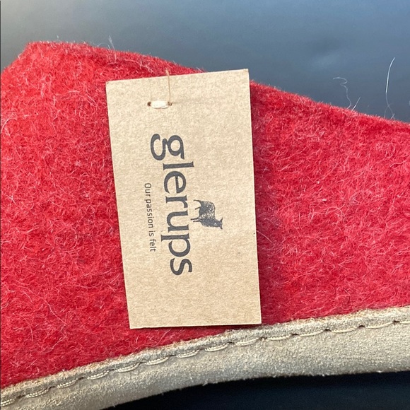 Glerups Natural Felted Wool Slip On Leather Sole Slippers Red Size 42 US W11 M9 - Picture 5 of 11